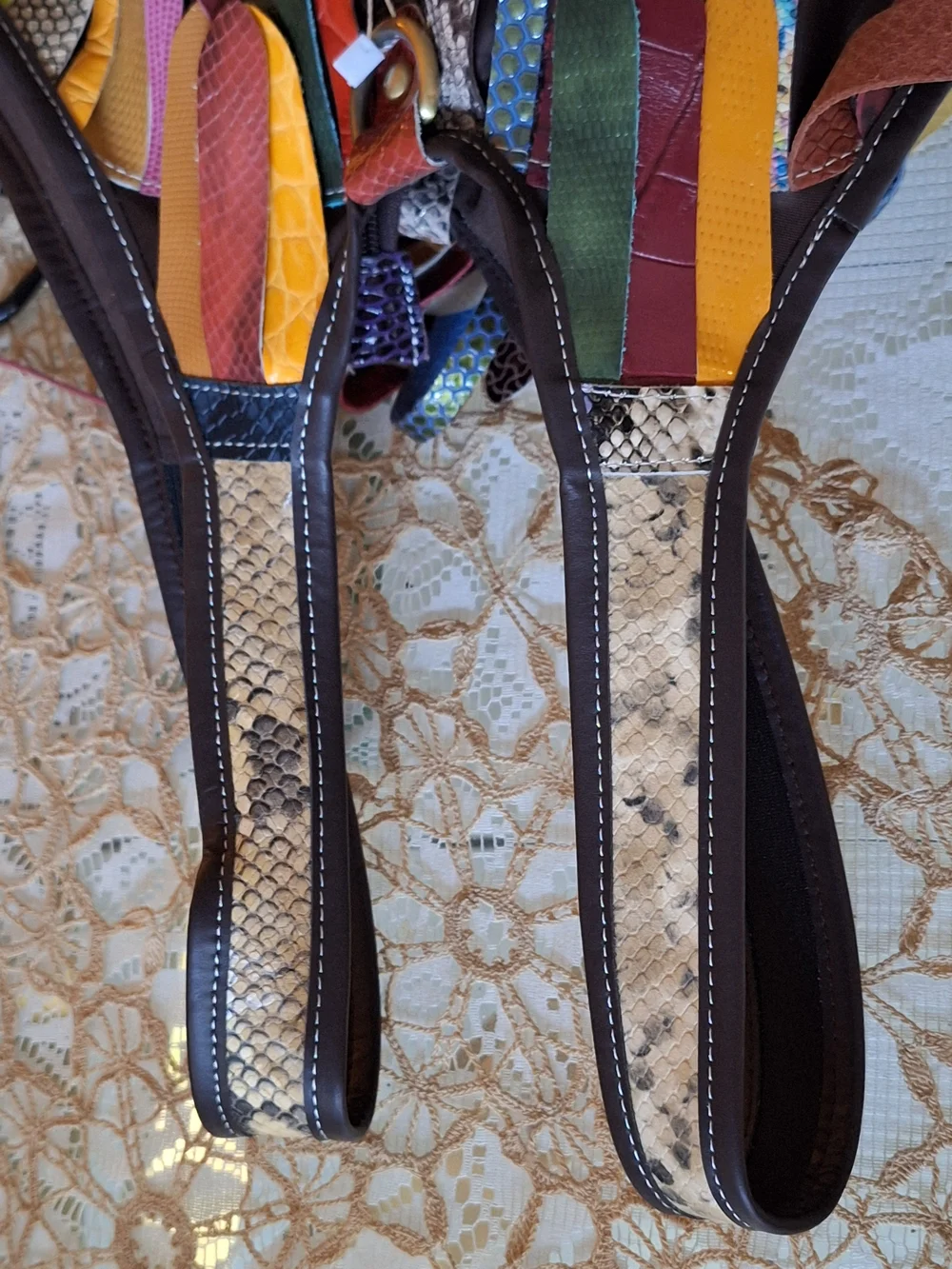 NWT Boho Multicolor Fringe Leather Tote Bag - Women 16X23 Inched